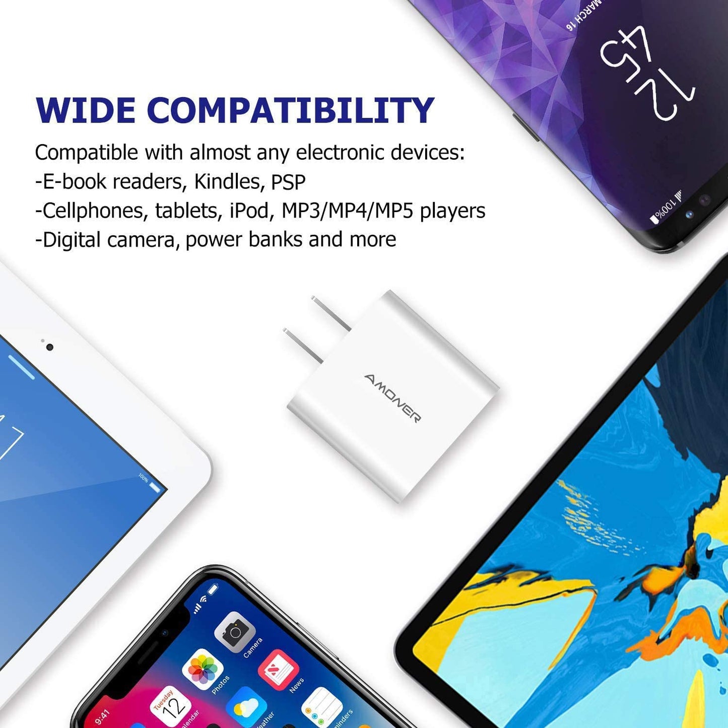 USB Wall Charger, 2Pack 15W 3-Port USB Plug Cube USB Cube Power Adapter for Iphone 14/13/12/11/Pro/Promax/Xs/Xr/X/8, Galaxy S22 S21 and More and More