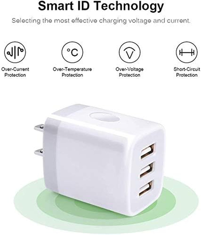 USB Charging Plug, Wall Charger Adapter,  3Pack Universal Travel 3.1A 3Muti Port Fast Charging Block Compatible with Iphone 15 14 13 12 SE 11 Xs Pro,Samsung Galaxy S23 S22 S21 S20 Ultra, Google