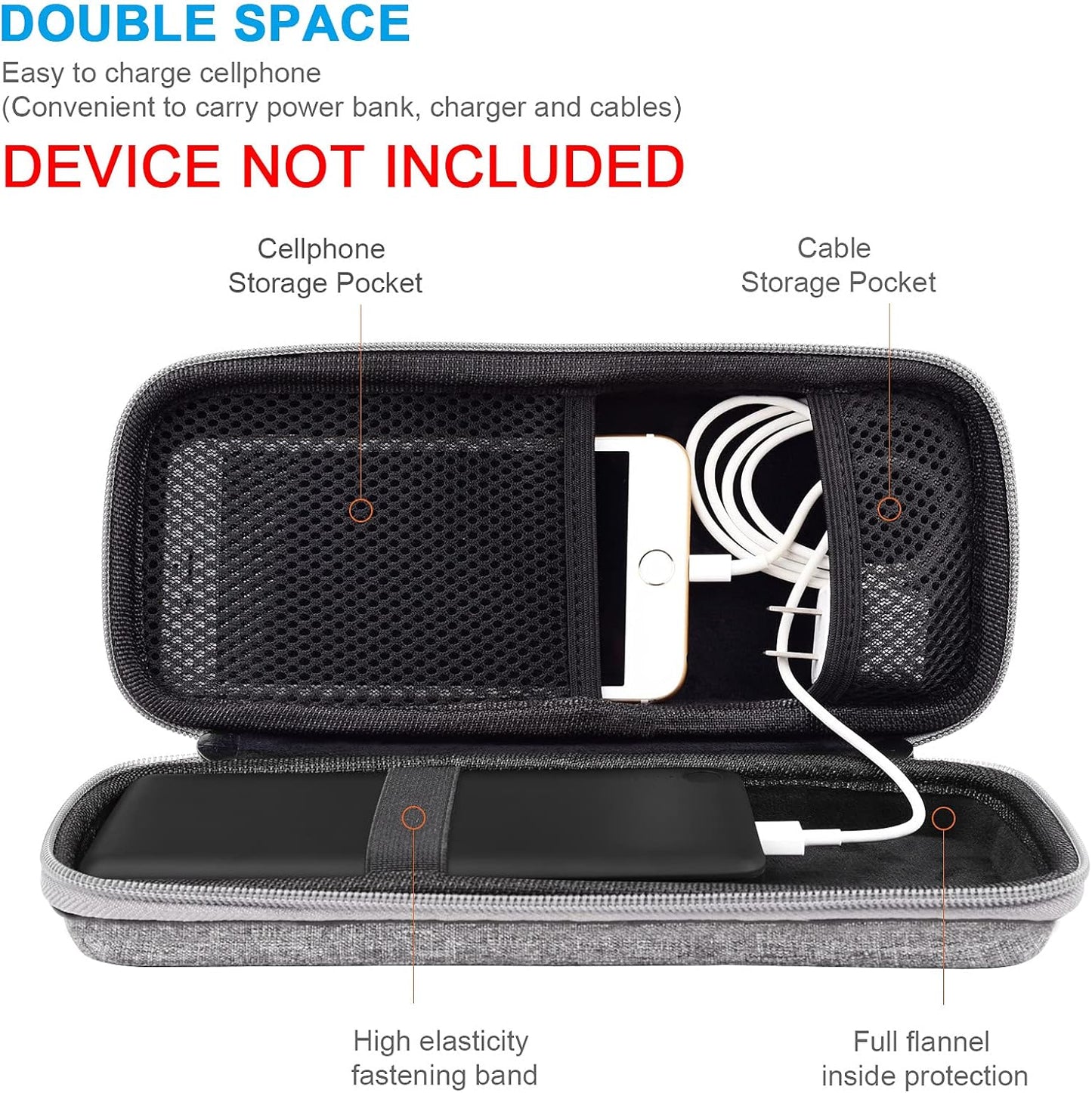 Powerbank Hard Travel Case Compatible RAV Power 26800/20100/20000Mah, Anker Power Core 26800Mah/ Powercore +26800Mah, ROMOSS 30000Mah, Miady Charger, Ekrist, Lab599 Tx500 Radio(Light Grey)